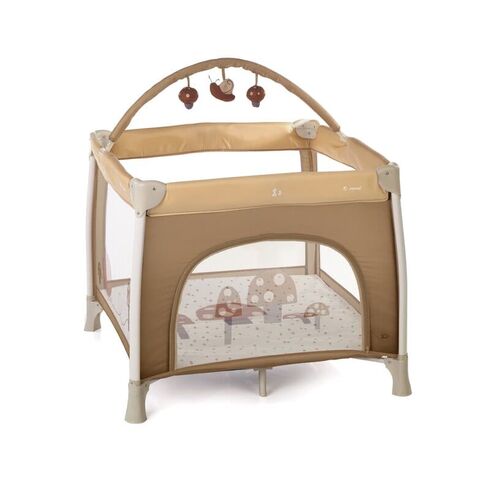 Tarc de joaca Jane Travel Fun, Cu arcada cu jucarii, Geanta de transport, 98x101x80 cm, Sesame, Culoare: Maro, Dimensiuni: 100x100  - ExclusivMAG.ro