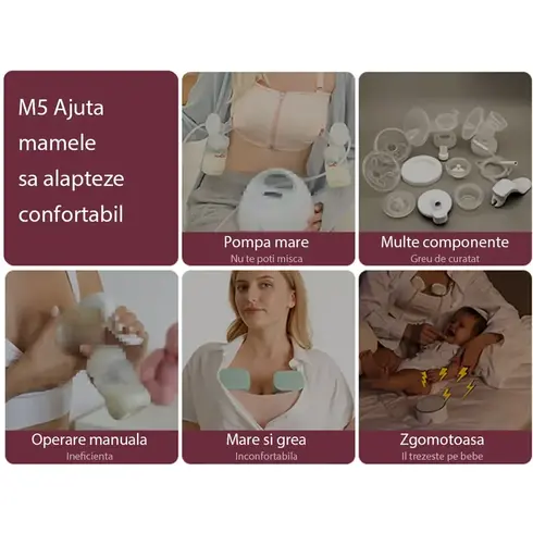 Pompa de san Momcozy Hands-free dubla M5 Red, Culoare: Rosu - poza 12 - ExclusivMAG.ro