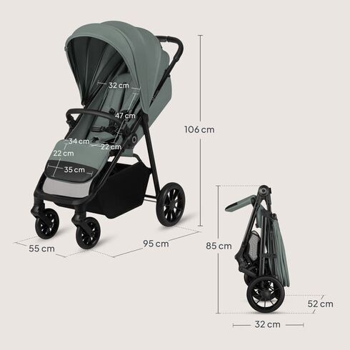 Carucior sport Lionelo Emerald, 6- 48 luni, Pana la 22 kg, Verde, Culoare: Verde inchis, Model: sport - poza 7 - ExclusivMAG.ro