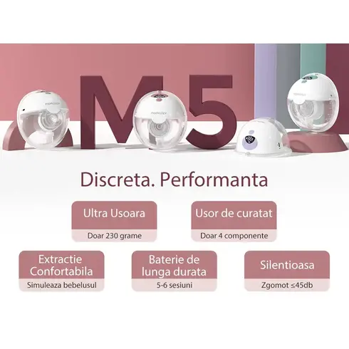 Pompa de san Momcozy Hands-free dubla M5 Red, Culoare: Rosu - poza 13 - ExclusivMAG.ro