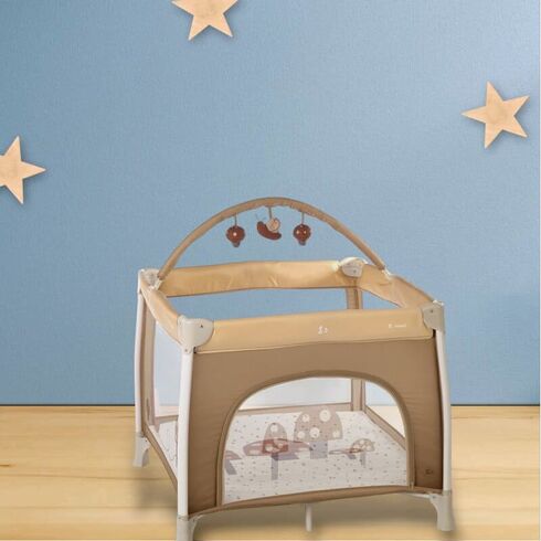 Tarc de joaca Jane Travel Fun, Cu arcada cu jucarii, Geanta de transport, 98x101x80 cm, Sesame, Culoare: Maro, Dimensiuni: 100x100 - poza 2 - ExclusivMAG.ro