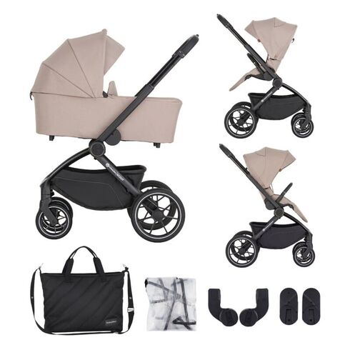 Carucior 2 in 1 Petite&Mars Scout, Pana la 22 kg, 0 luni+, Crem Cappuccino, Culoare: Crem, Model: 2 in 1  - ExclusivMAG.ro