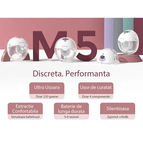 Pompa de san Momcozy Hands-free dubla M5 Grey, Culoare: Gri - poza 13 - ExclusivMAG.ro