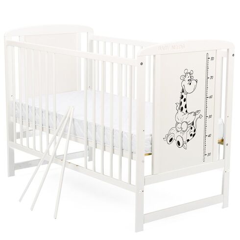 Patut din lemn BabyNeeds Timmi Girafa 120x60 cm, Alb - poza 4 - ExclusivMAG.ro