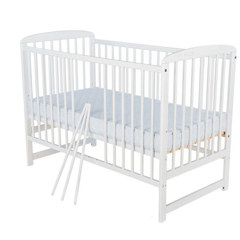 Patut din lemn BabyNeeds Ola 120x60 cm, Alb - poza 4 - ExclusivMAG.ro