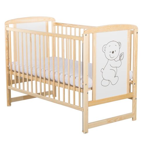 Patut din lemn BabyNeeds Timmi 120x60 cm, cu laterala culisanta, Natur - poza 2 - ExclusivMAG.ro