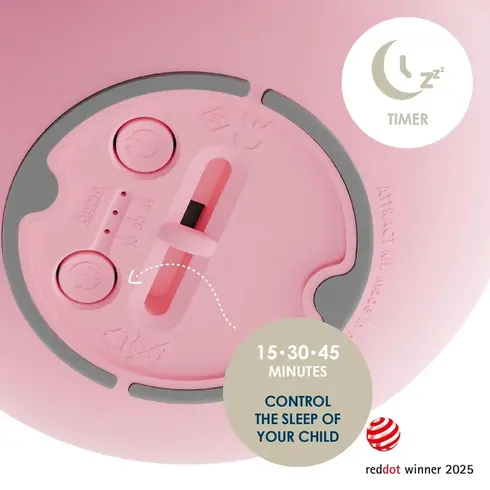 Lampa de veghe Nosiboo Zigg antrenor de somn pentru copii cu lumina rosie si temporizator Pink, Culoare: Roz - poza 6 - ExclusivMAG.ro