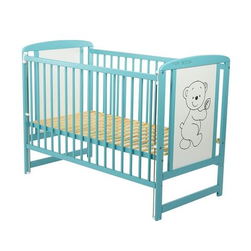 Patut din lemn BabyNeeds Timmi 120x60 cm, cu laterala culisanta, Mint - poza 3 - ExclusivMAG.ro