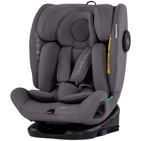 Scaun auto Chipolino Techno iGrow I-Size 40-150 cm cu sistem Isofix si sezut rotativ charcoal, Culoare: Gri, Grupa: 0-36kg (0 luni - 12 ani)  - ExclusivMAG.ro