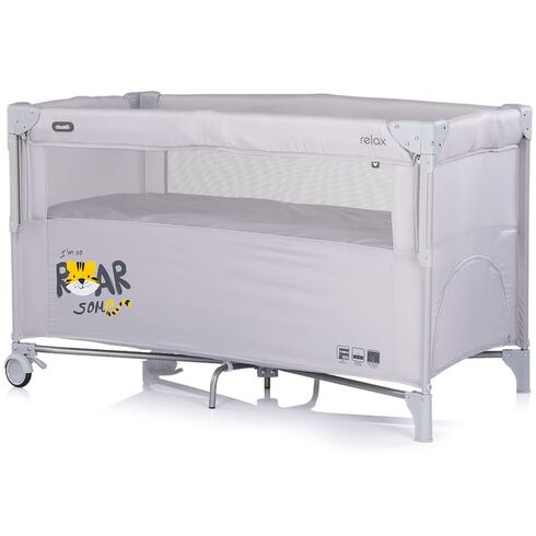 Patut pliabil Chipolino Relax Tiger platinum cu laterala culisanta, Culoare: Gri deschis, Dimensiuni: 120x60 - poza 2 - ExclusivMAG.ro