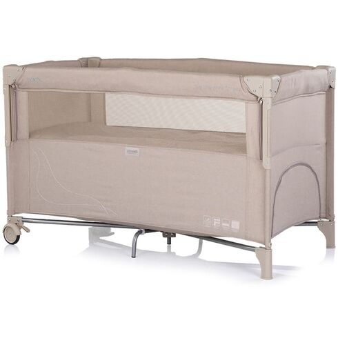 Patut pliabil Chipolino Relax latte linen cu laterala culisanta, Culoare: Crem, Dimensiuni: 120x60 - poza 2 - ExclusivMAG.ro