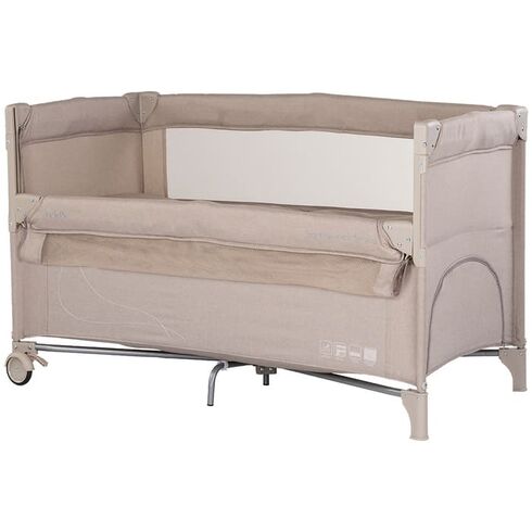 Patut pliabil Chipolino Relax latte linen cu laterala culisanta, Culoare: Crem, Dimensiuni: 120x60  - ExclusivMAG.ro