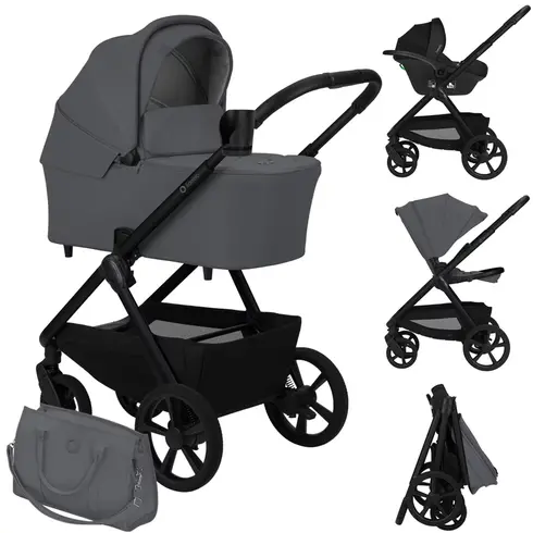 Carucior 3 in 1 Lionelo Carmine - Gri, Culoare: Gri, Model: 3 in 1  - ExclusivMAG.ro