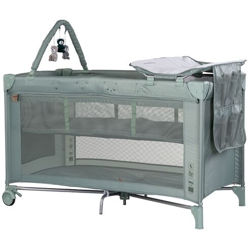 Patut pliabil cu saltea de infasat Chipolino Luna matcha, Culoare: Turcoaz, Dimensiuni: 120x60  - ExclusivMAG.ro