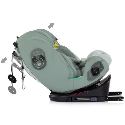 Scaun auto Chipolino Techno iGrow I-Size 40-150 cm cu sistem Isofix si sezut rotativ matcha, Culoare: Turcoaz, Grupa: 0-36kg (0 luni - 12 ani) - poza 8 - ExclusivMAG.ro