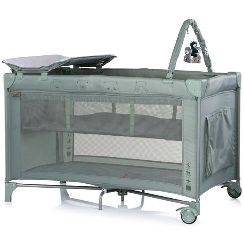 Patut pliabil cu saltea de infasat Chipolino Luna matcha, Culoare: Turcoaz, Dimensiuni: 120x60 - poza 2 - ExclusivMAG.ro