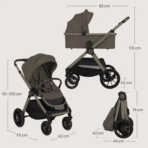 Carucior 3 in 1 Lionelo Layla - Bej Taupe, Culoare: Crem, Model: 3 in 1 - poza 2 - ExclusivMAG.ro