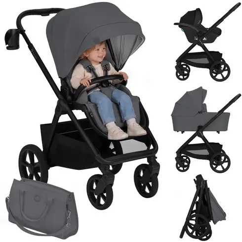 Carucior 3 in 1 Lionelo Carmine - Gri, Culoare: Gri, Model: 3 in 1 - poza 4 - ExclusivMAG.ro