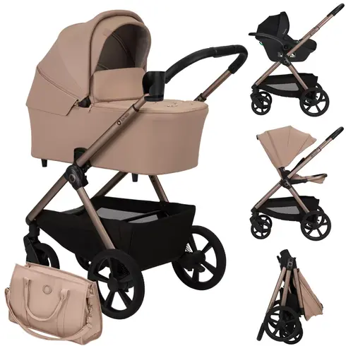 Carucior 3 in 1 Lionelo Carmine - Bej, Culoare: Bej, Model: 3 in 1  - ExclusivMAG.ro