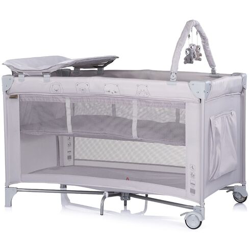Patut pliabil cu saltea de infasat Chipolino Luna platinum, Culoare: Gri deschis, Dimensiuni: 120x60 - poza 2 - ExclusivMAG.ro