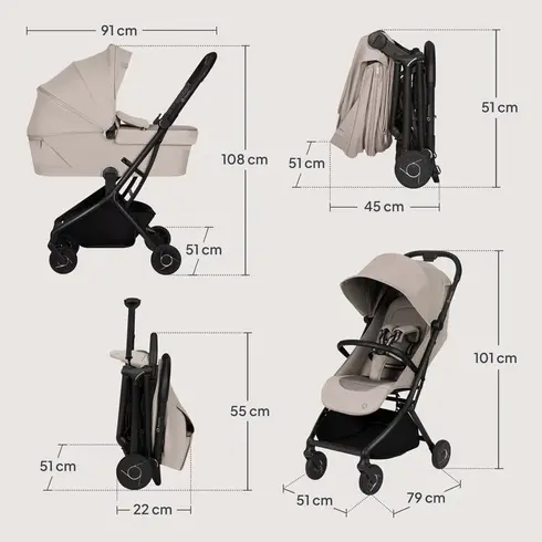 Carucior 2 in 1 Lionelo Sia Flex - Bej, Culoare: Bej, Model: 2 in 1 - poza 17 - ExclusivMAG.ro