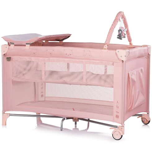 Patut pliabil cu saltea de infasat Chipolino Luna powder pink, Culoare: Roz, Dimensiuni: 120x60 - poza 2 - ExclusivMAG.ro
