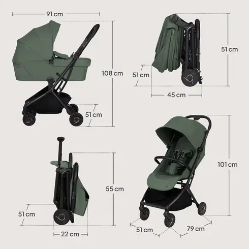 Carucior 2 in 1 Lionelo Sia Flex - Verde, Culoare: Verde inchis, Model: 2 in 1 - poza 15 - ExclusivMAG.ro