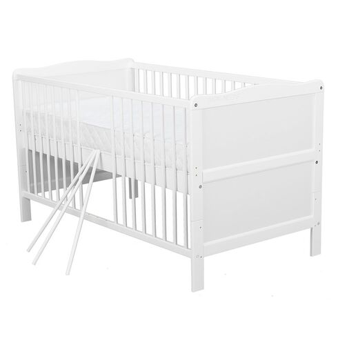 Patut din lemn BabyNeeds Nadia 140x70 cm, transformabil, Alb,poza 3