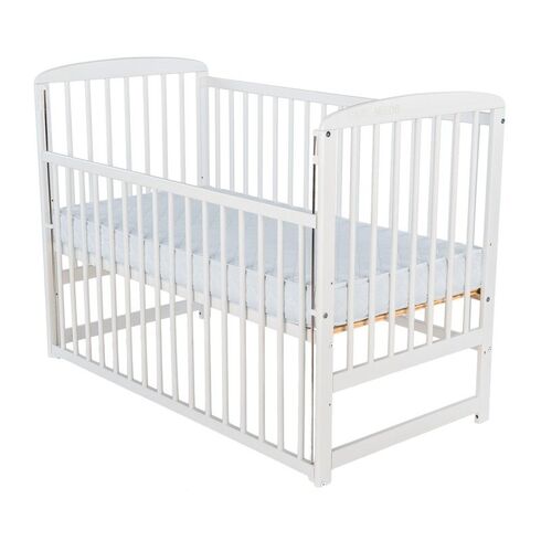 Patut din lemn BabyNeeds Ola 120x60 cm, cu laterala culisanta, Alb