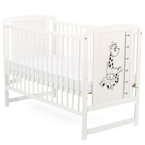 Patut din lemn BabyNeeds Timmi Girafa 120x60 cm, Alb