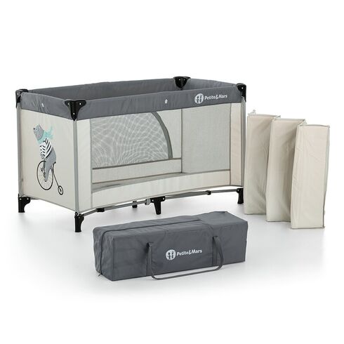 Patut pliant Petite&Mars Nyja Teddy Biker, Grey, Culoare: Gri deschis