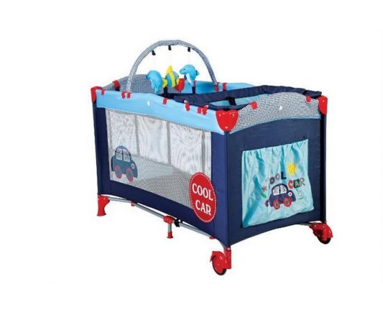 BabyGo - Patut pliant Sleepwell Car, Culoare: Albastru, Dimensiuni: 120x60,poza 3