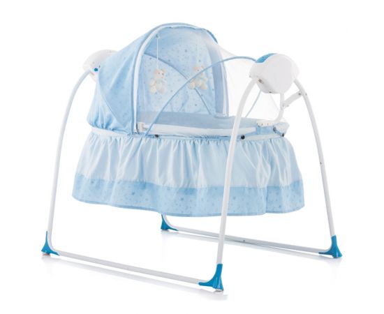 Patut si leagan electric Chipolino Rock-a-bye baby blue, Culoare: Albastru