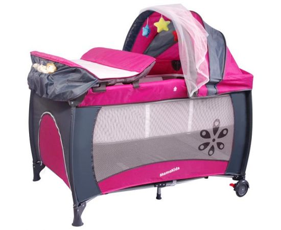 Patut pliabil cu 2 nivele Travel & Sleep Mamakids Roz - Kidcity