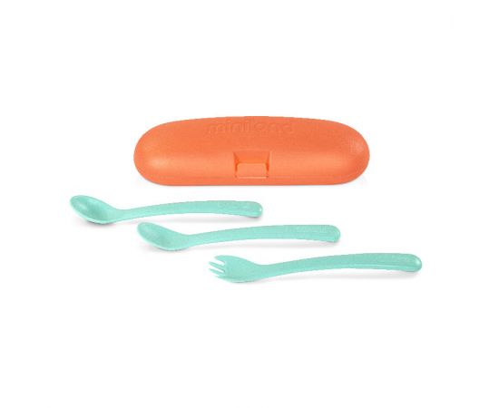 Set tacamuri ergonomice pentru copii Coral Miniland Baby, Culoare: Portocaliu
