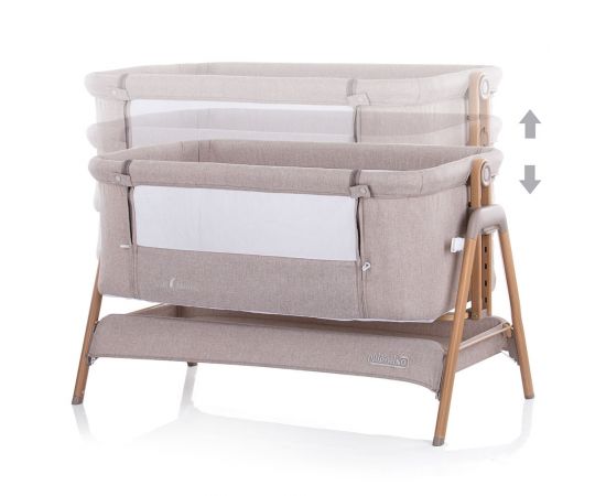Patut Co-Sleeper Chipolino Sweet Dreams mocca wood, Culoare: Crem,poza 4