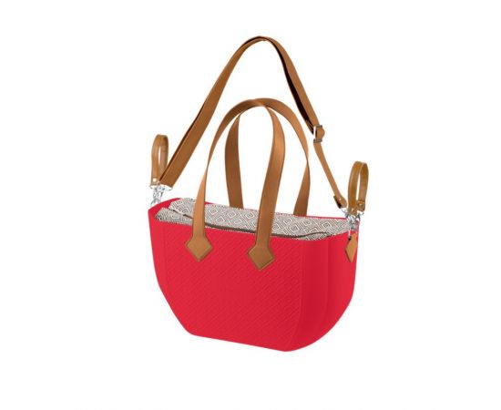 Geanta pentru mamici Nuvita Mymia - Crimson Rhombo Camel + curea pentru geanta, Culoare: Rosu