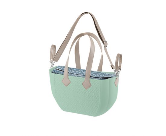 Geanta pentru mamici Nuvita Mymia - Menta Flower Grey+ curea pentru geanta, Culoare: Verde