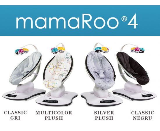 Fotoliu Balansoar Bebelusi 4MOMS MamaRoo 4.0 Plush Silver, Culoare: Gri deschis,poza 6