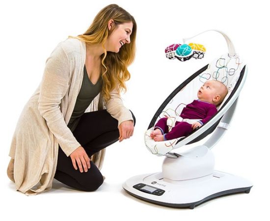 Fotoliu Balansoar Bebelusi 4MOMS MamaRoo 4.0 Plush Silver, Culoare: Gri deschis,poza 4