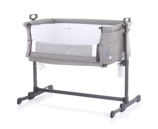 Patut Co-Sleeper Chipolino Close To Me graphite stars, Culoare: Gri deschis,poza 3