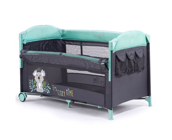 Patut pliabil Chipolino Merida Mint cu laterala culisanta, Culoare: Turquoise,poza 3