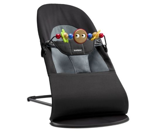 Balansoar BabyBjorn Balance Soft Black/Grey cu bara de jucarii, Culoare: Gri/Negru