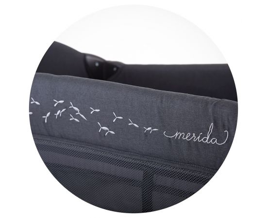 Patut pliabil Chipolino Merida asphalt linen cu laterala culisanta, Culoare: Gri/Negru,poza 6