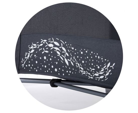 Patut pliabil Chipolino Merida asphalt linen cu laterala culisanta, Culoare: Gri/Negru,poza 7