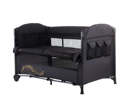 Patut pliabil Chipolino Merida carbon linen cu laterala culisanta, Culoare: Negru,poza 2