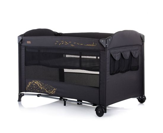 Patut pliabil Chipolino Merida carbon linen cu laterala culisanta, Culoare: Negru,poza 5