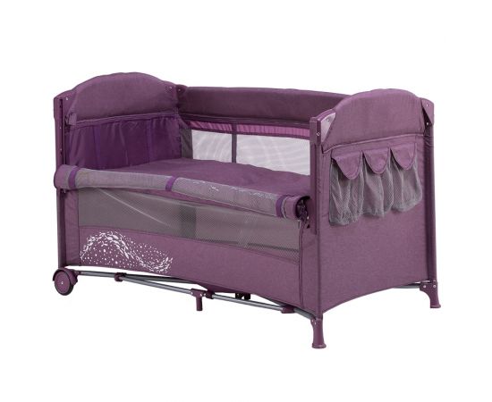 Patut pliabil Chipolino Merida dhalia linen cu laterala culisanta, Culoare: Mov,poza 2
