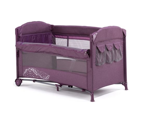 Patut pliabil Chipolino Merida dhalia linen cu laterala culisanta, Culoare: Mov,poza 3