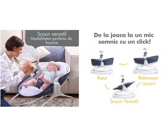 Sezlong 3 in 1 Tiny Love Rocker Napper, 0 luni +, Albastru cu Alb,poza 2